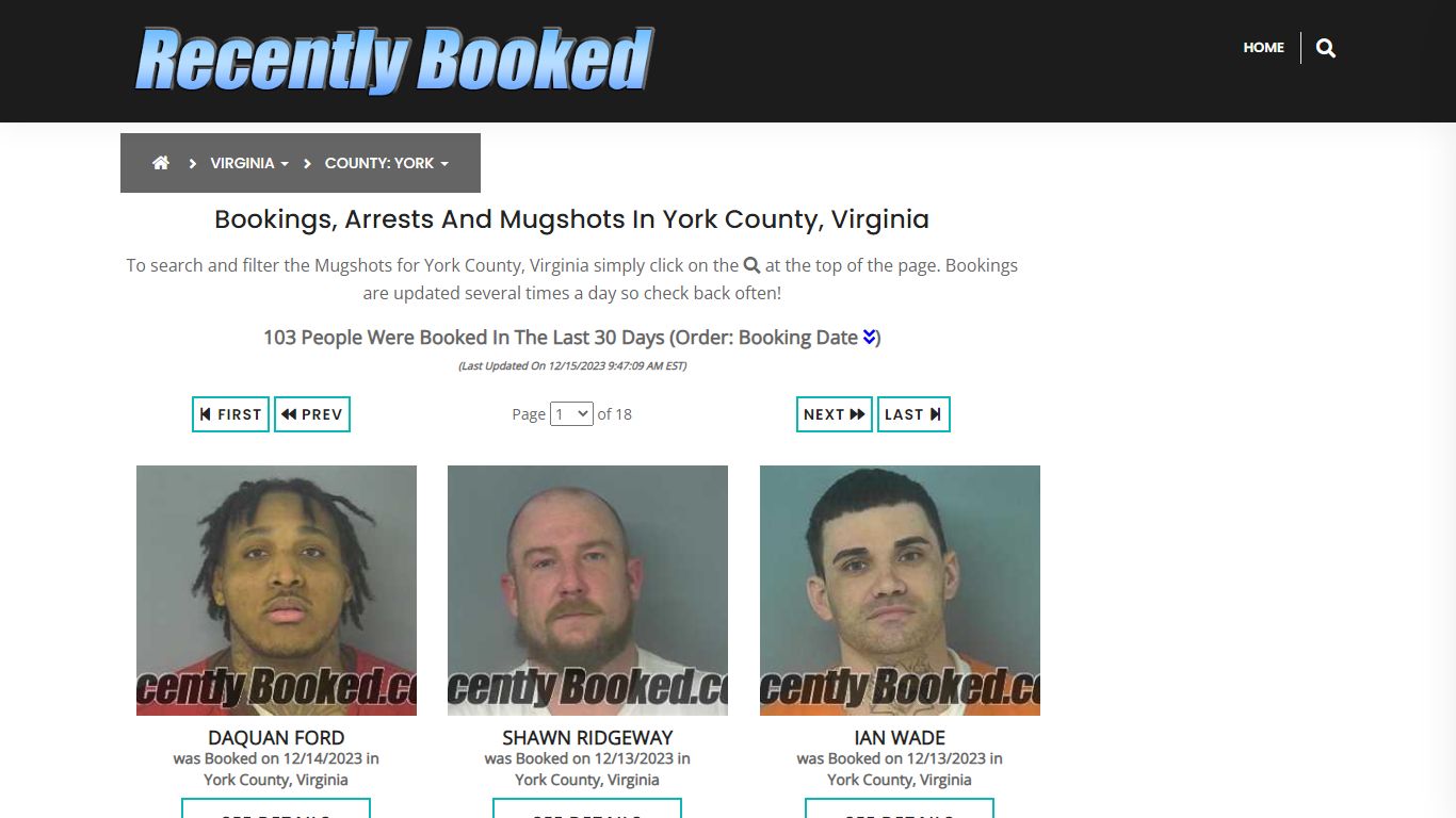 Recent bookings, Arrests, Mugshots in York County, Virginia